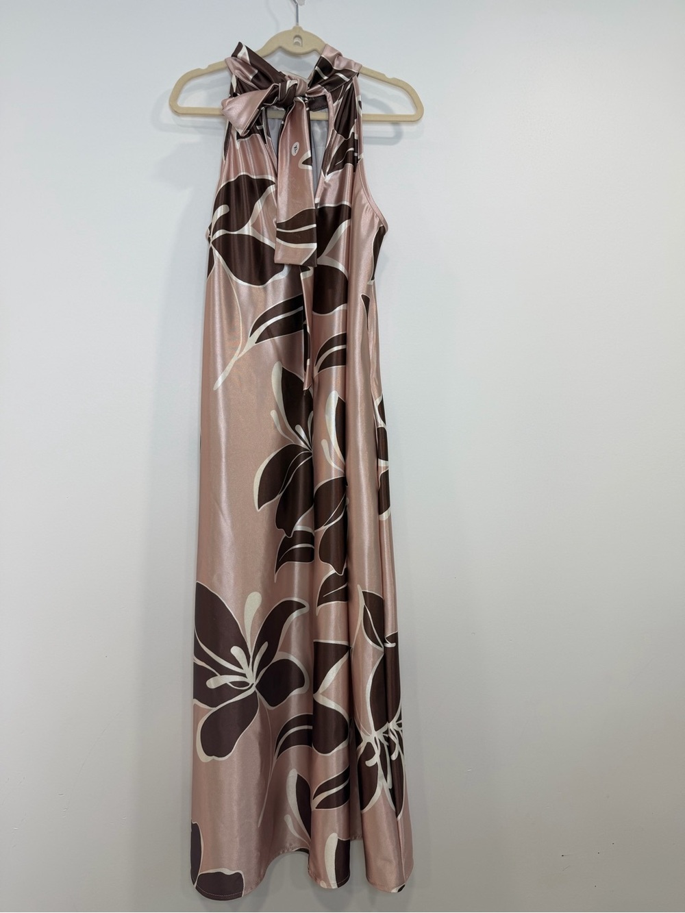 Pink Floral Halter Maxi Dress - Picture 3 of 3